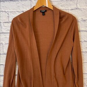 Express Open Front Lightweight Sweater Cardigan Brick Orange Brown Size Small